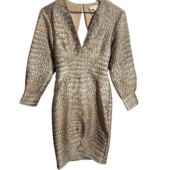 Stella McCartney Runway Crocodile Jacquard V-Neck Open Back Slit Dress Size 2 - Picture 3 of 15